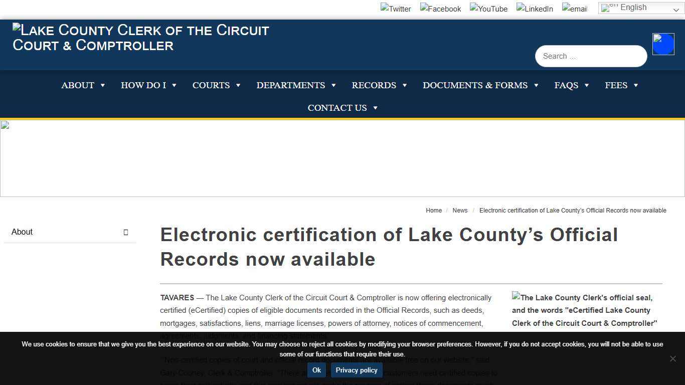 Electronic certification of Lake County’s Official Records now available – Lake County Clerk of the Circuit Court & Comptroller